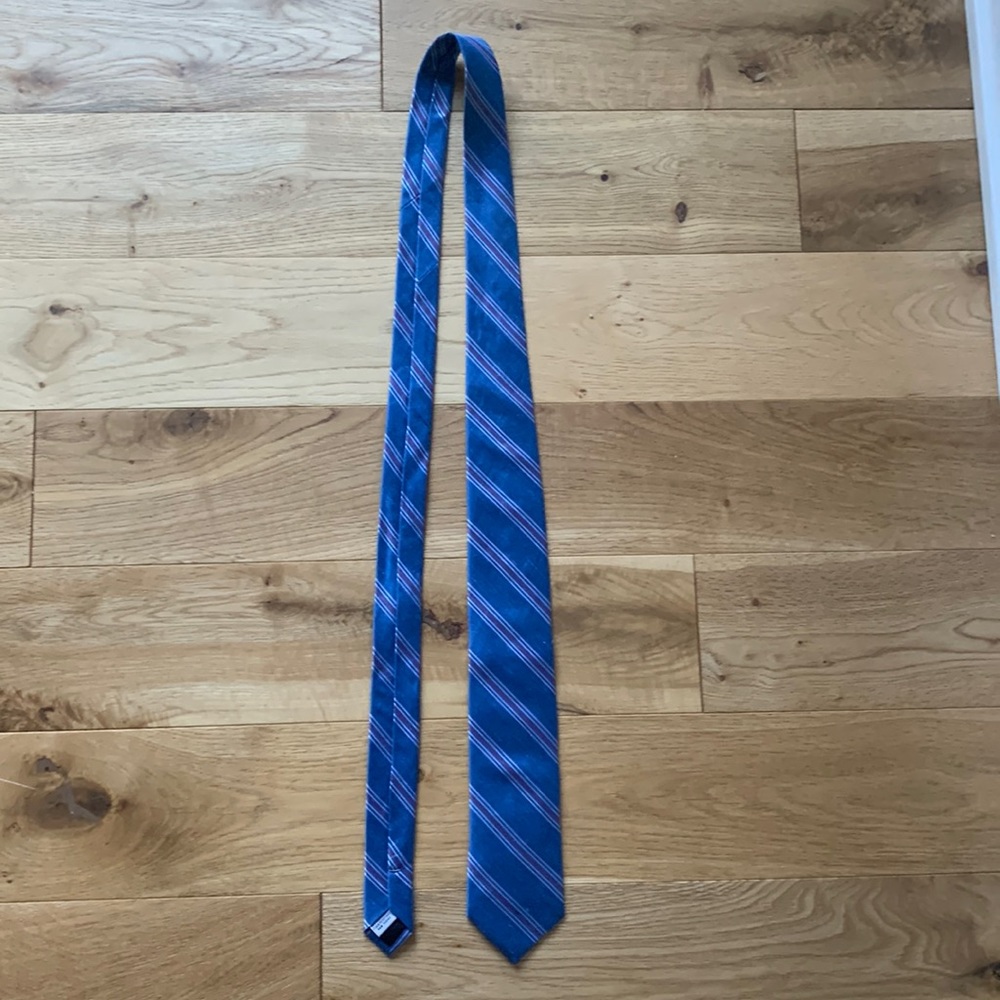 The Tie Bar blue with red and white striped tie